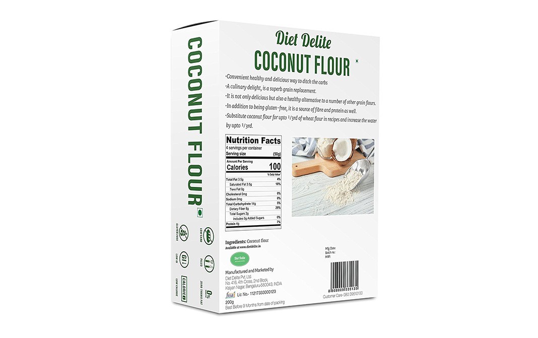 Diet Delite Coconut Flour    Box  200 grams